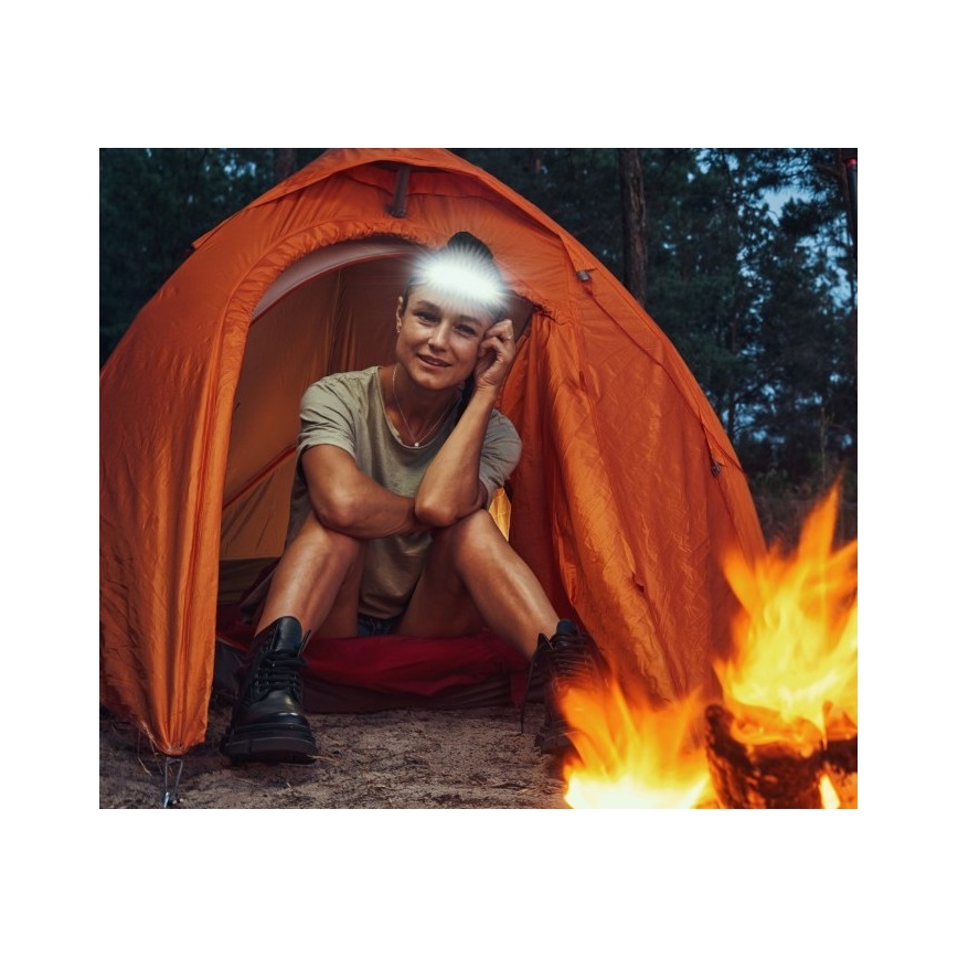 Lanterna frontal recarregável 2x LED/5V 180 lm 900 mAh preta