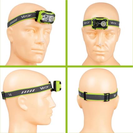 LED Lanterna de cabeça recarregável dimerizável com sensor e luz vermelha LED/10W/5V/3xAAA IP44 600 lm 1200 mAh