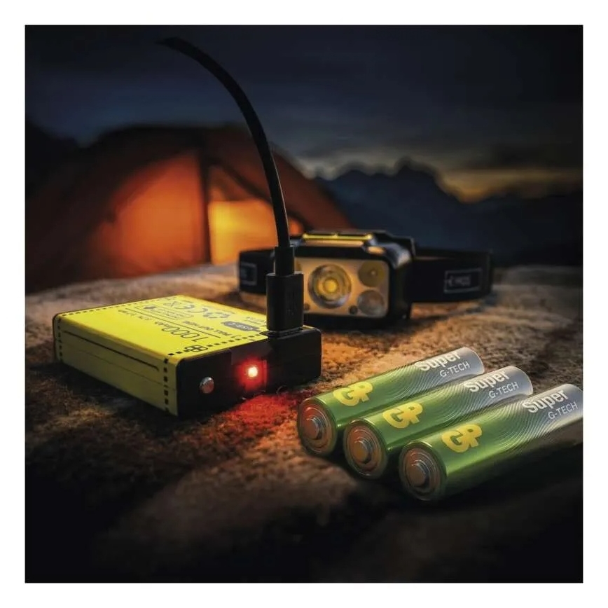 Lanterna frontal recarregável e regulável LED/3xAAA/1000 mAh 3,7V