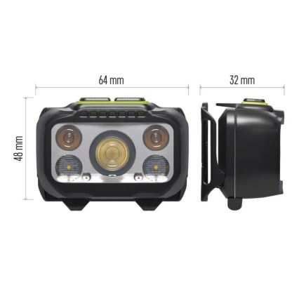 Lanterna frontal recarregável e regulável LED/3xAAA/1000 mAh 3,7V