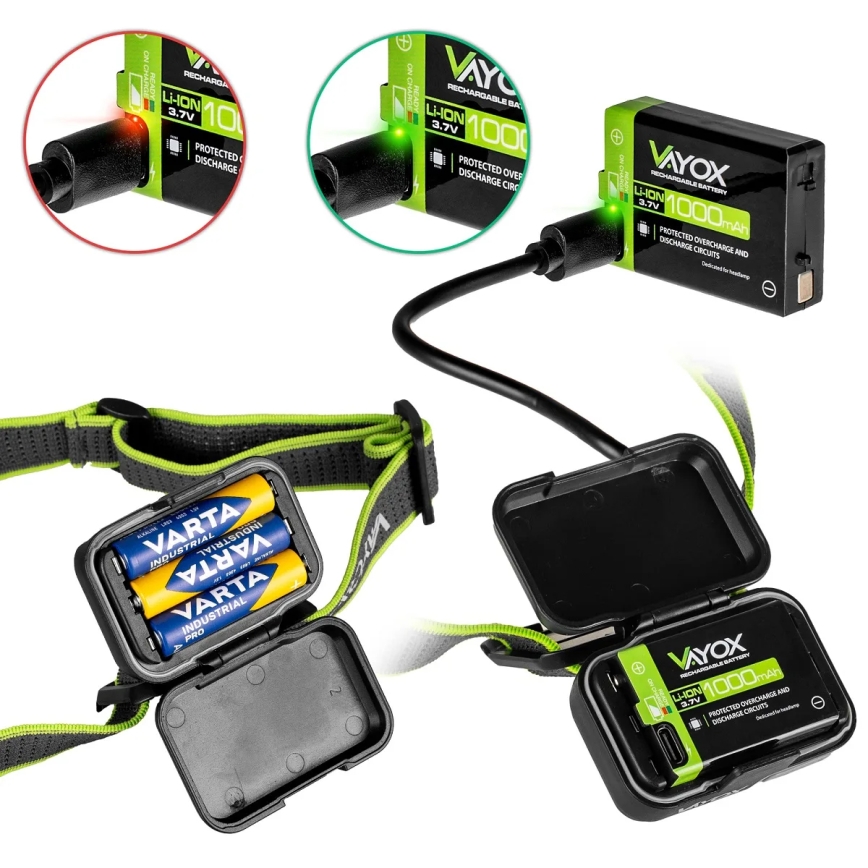 Lanterna frontal recarregável LED dimerizável/10W/5V/3xAAA IP66 800 lm 1000 mAh