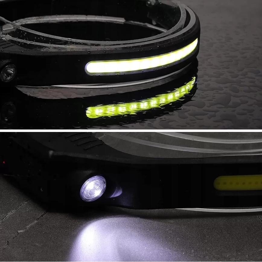 Lanterna frontal recarregável LED regulável com sensor 2xLED/5V IP44 350 lm 1200 mAh