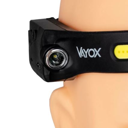 Lanterna frontal recarregável LED regulável com sensor 2xLED/5V IP44 350 lm 1200 mAh