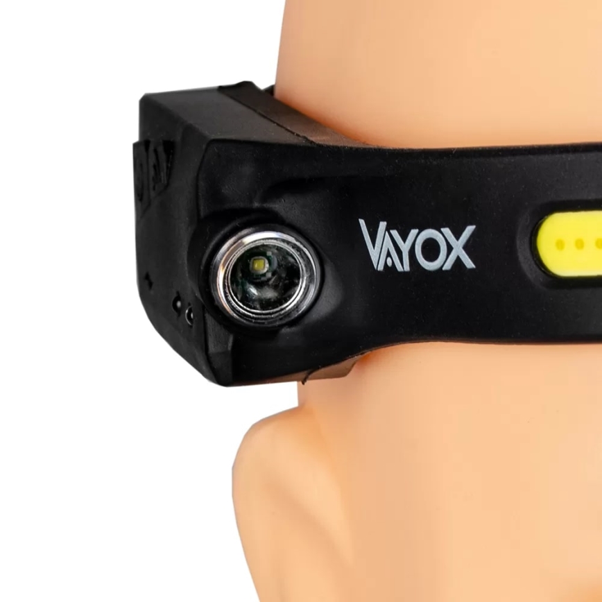 Lanterna frontal recarregável LED regulável com sensor 2xLED/5V IP44 350 lm 1200 mAh