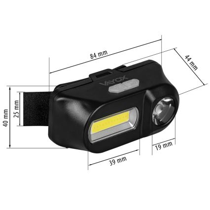 Lanterna frontal recarregável LED regulável 2xLED/5V IPX4 250 lm 2000 mAh