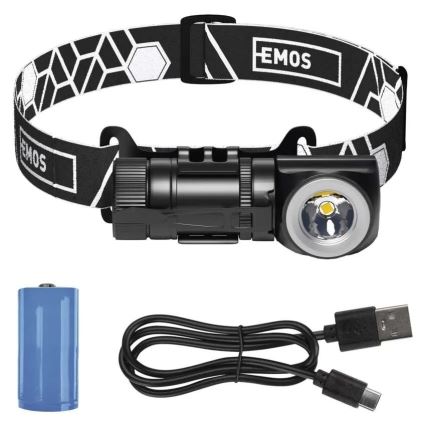 Lanterna frontal recarregável LED regulável/800 mAh 3,7V