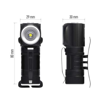 Lanterna frontal recarregável LED regulável/800 mAh 3,7V