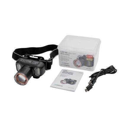 Lanterna frontal recarregável LED regulável LED/3,4W/5V 1500 mAh
