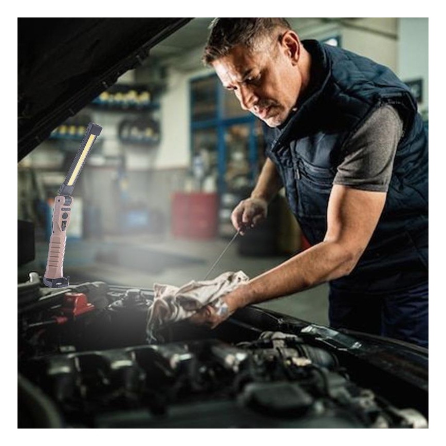 Lanterna de trabalho recarregável LED dimmerizável com função powerbank LED/4W/5V IPX4 600 lm 2000 mAh