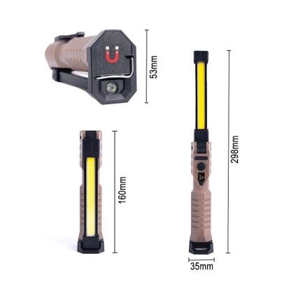 Lanterna de trabalho recarregável LED dimmerizável com função powerbank LED/4W/5V IPX4 600 lm 2000 mAh