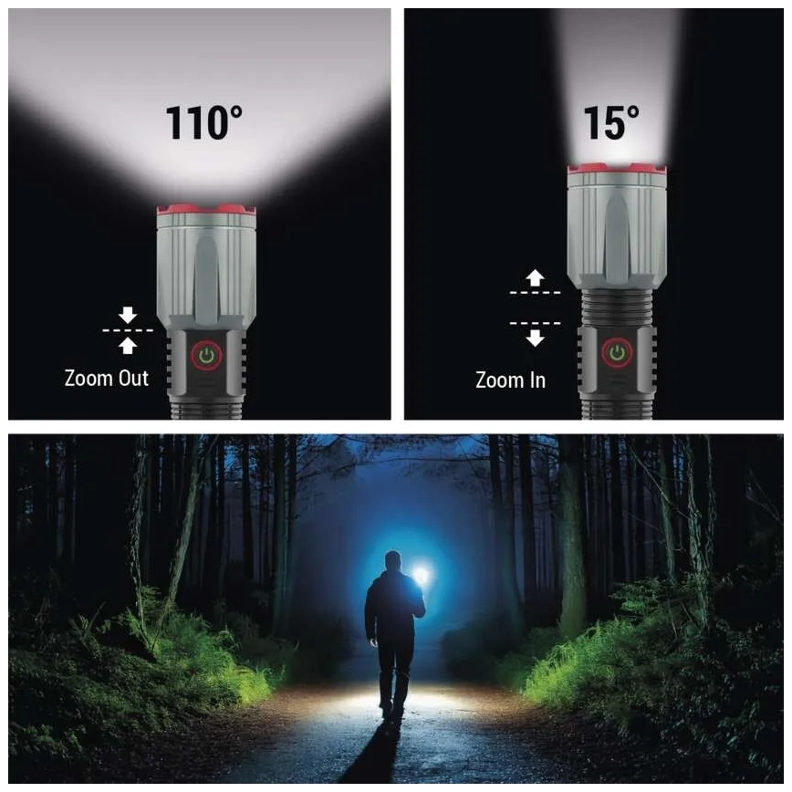 Lanterna de metal recarregável LED/5V 3000 lm 5000 mAh IP43