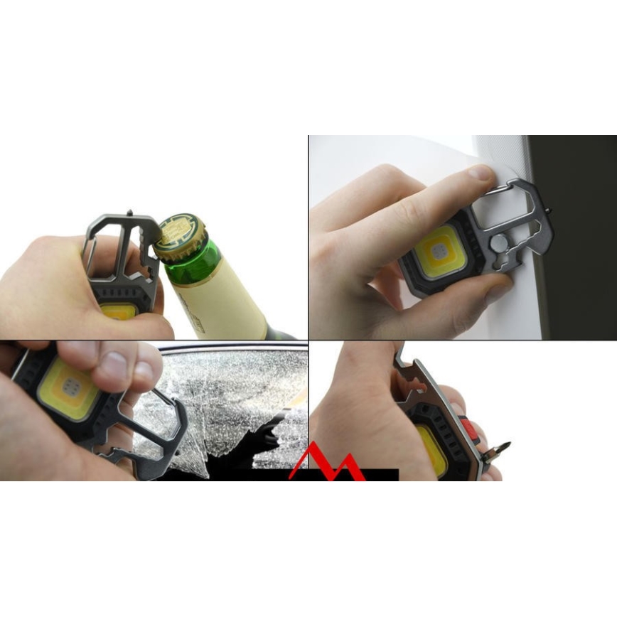 Lanterna multifuncional recarregável LED com suporte LED/USB-C 400 mAh