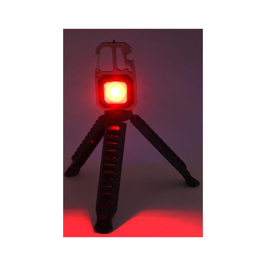 Lanterna multifuncional recarregável LED com suporte LED/USB-C 400 mAh