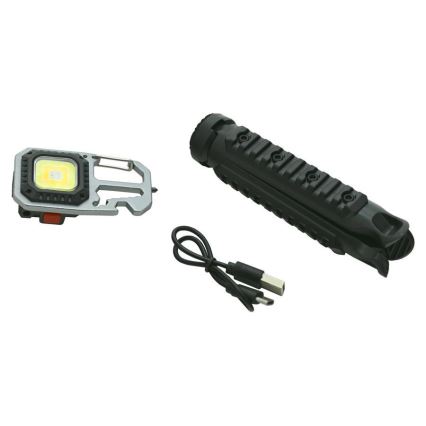 Lanterna multifuncional recarregável LED com suporte LED/USB-C 400 mAh