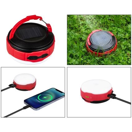 Lanterna LED solar com regulação e função power bank LED/3W/5V 3000/4000/6500K IPX6 500 brilhante 2000 mAh