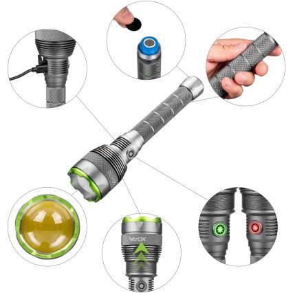 Lanterna LED regulável e com power bank LED/5V IPX7 10000 brilhante 2600 mAh