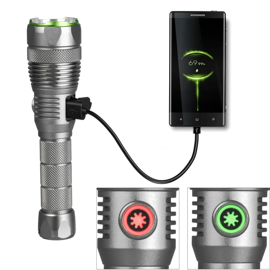 Lanterna LED recarregável e regulável com função powerbank LED/30W/5V IPX7 3000 lm 4000 mAh