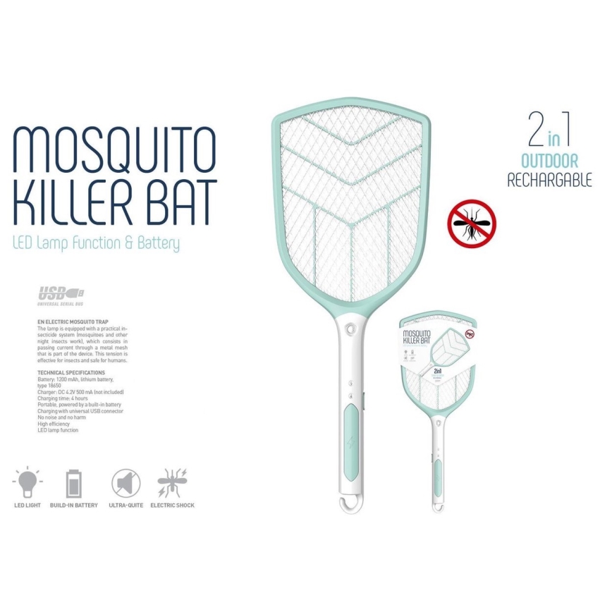 Armadilha elétrica para insetos LED 1200 mAh/4,2V