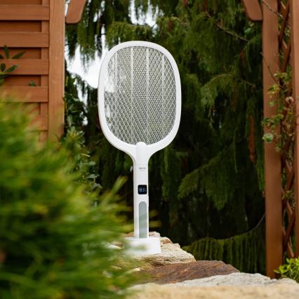 Armadilha elétrica para insetos LED 2 em 1 com ecrã LCD 1200 mAh/5V branco