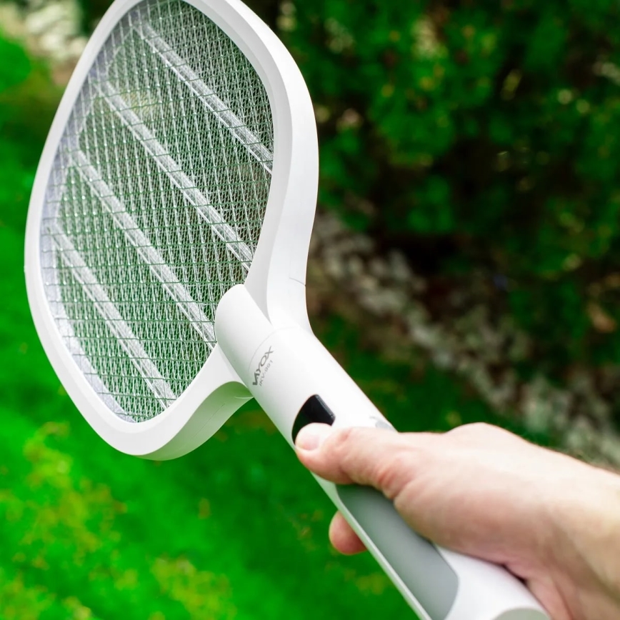 Armadilha elétrica para insetos LED 2 em 1 com ecrã LCD 1200 mAh/5V branco