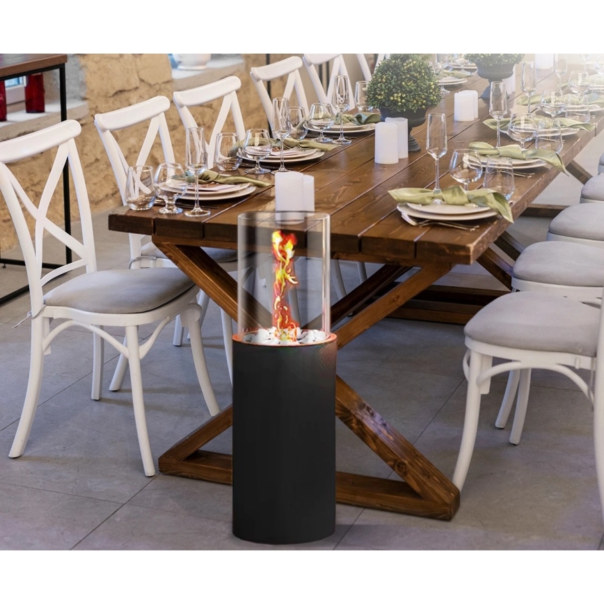 Lareira a bioetanol ROMA 26,5x80,5 cm 2 kW preta + capa protetora