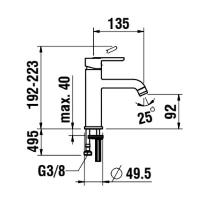 LAUFEN H3110810811201 - Misturador para lavatório LUA 19,2 cm titânio mate preto