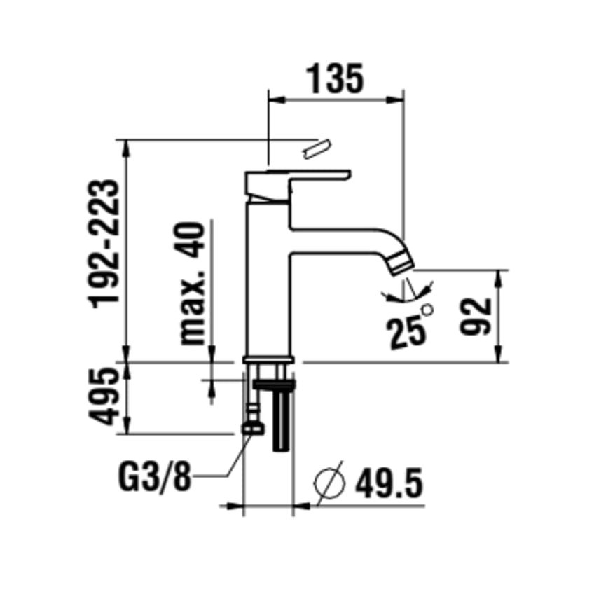LAUFEN H3110810811201 - Misturador para lavatório LUA 19,2 cm titânio mate preto