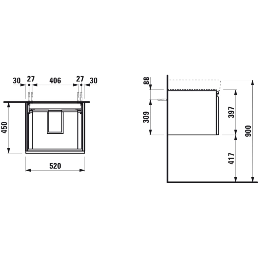 LAUFEN H4833510964751 - Móvel para lavatório PRO 52 cm branco