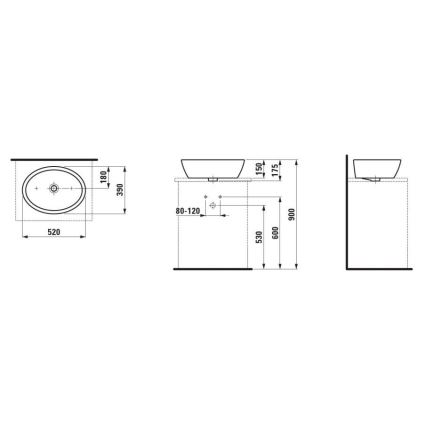 LAUFEN H8129640001121 - Lavatório de encostar PRO 52x39 cm cerâmica/branco