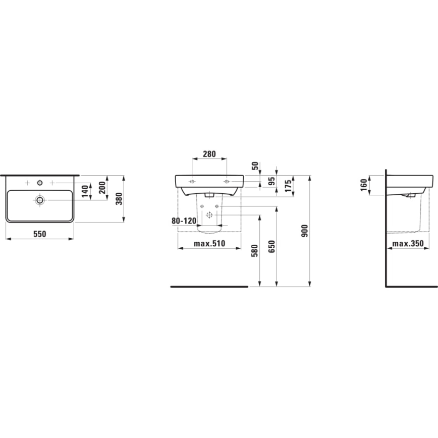 LAUFEN H8189580001041 - Lavatório para bancada/suspenso PRO 55x38 cm cerâmica/branco