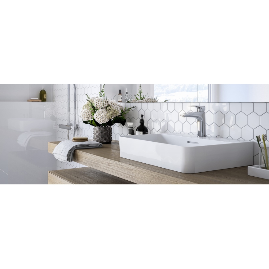 LAUFEN HF500701100000 - Misturador para lavatório com válvula de escoamento e transbordo LAURIN 16,2 cm cromo brilhante