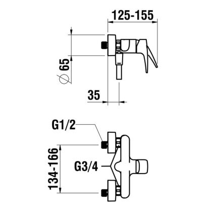 LAUFEN HF500750100600 - Conjunto de duche com misturador LAURIN, cromo brilhante