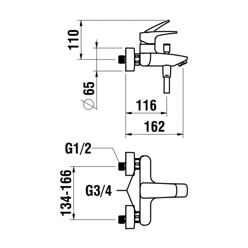 LAUFEN HF500760100600 - Conjunto para banheira LAURIN com misturador, cromado brilhante