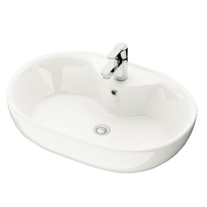Lavabo de bancada TROMSO 59,5 x 41 cm cerâmica/branco