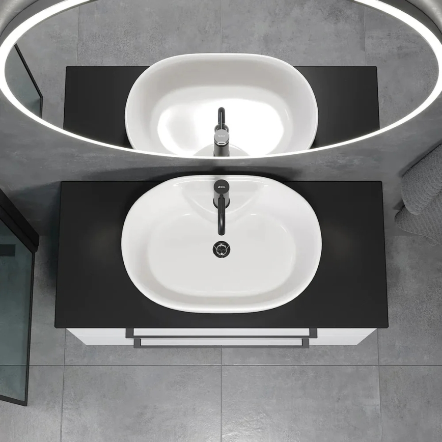 Lavabo de bancada TROMSO 59,5 x 41 cm cerâmica/branco
