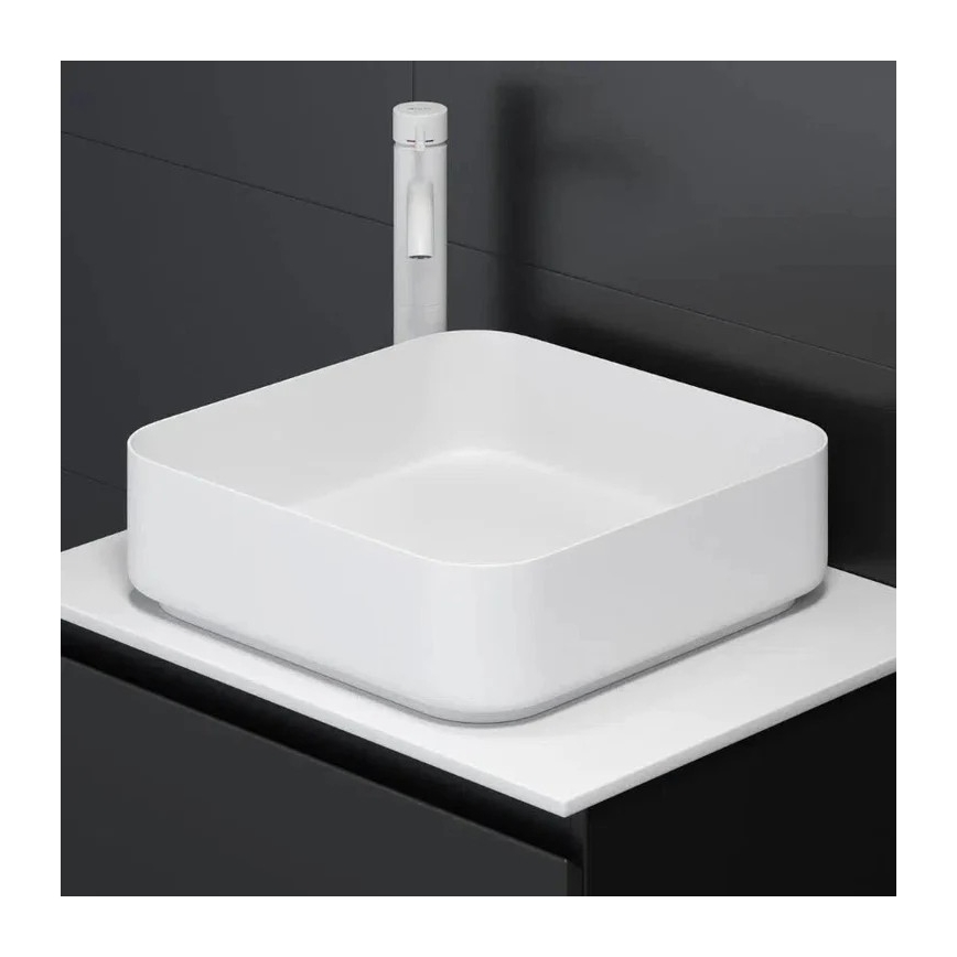 Lavatório de apoio LJORDAL 40x40 cm aço/branco
