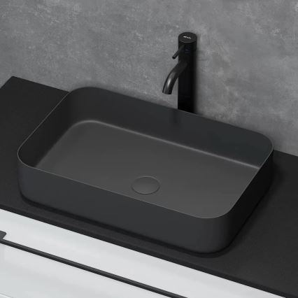 Lavatório de bancada LJORDAL 52x34 cm aço/preto