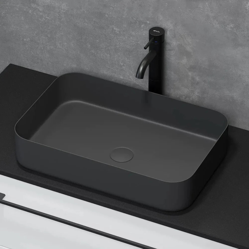 Lavatório de bancada LJORDAL 52x34 cm aço/preto