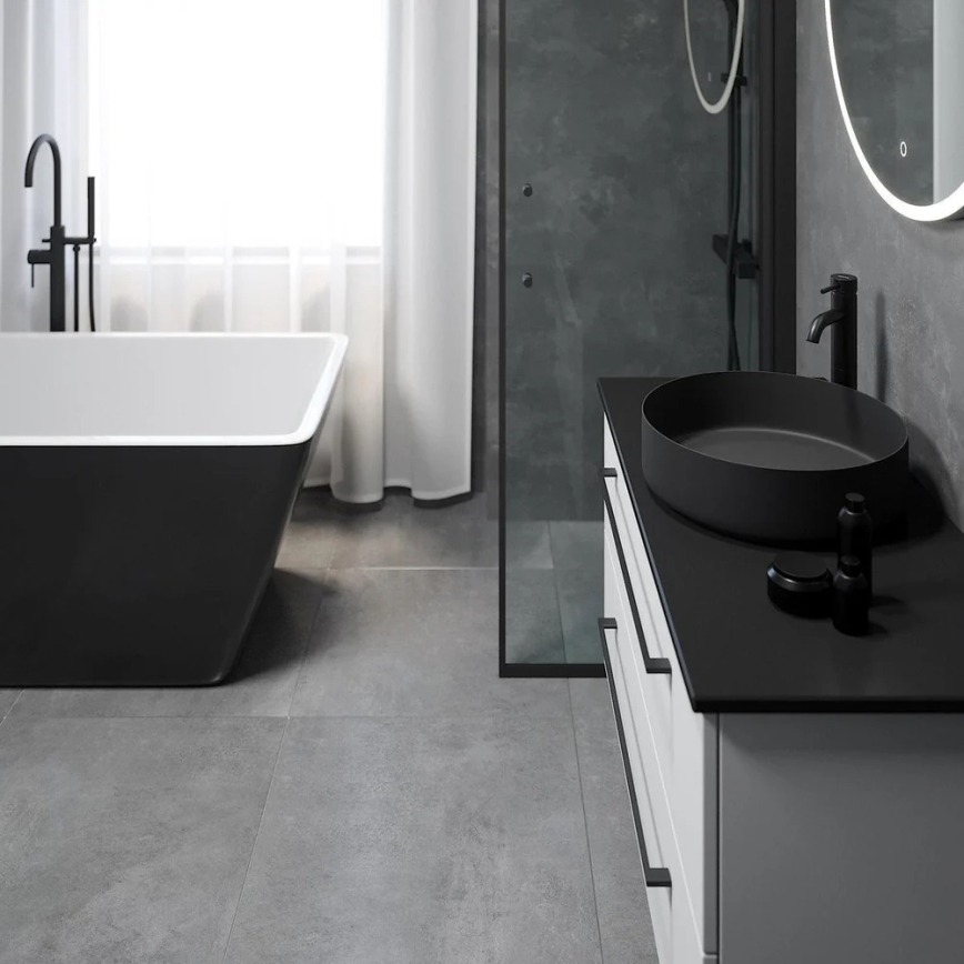 Lavatório de bancada LJORDAL, Ø 40 cm, aço/preto