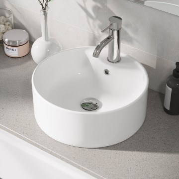 Lavatório de sobrepor VIKEDAL Ø 38 cm, cerâmica/branco