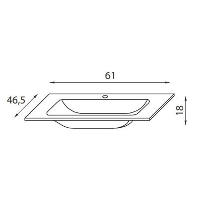 Lavatório embutido CHICAGO 61x46,5 cm, branco brilhante
