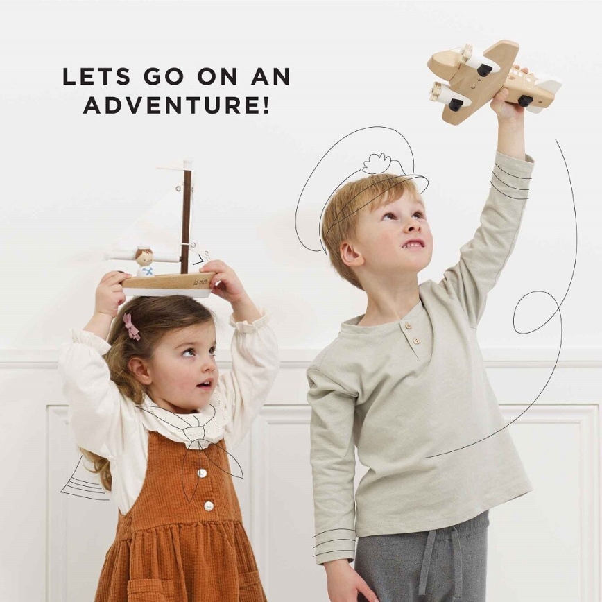 Le Toy Van - Barco à vela de madeira com capitão faia