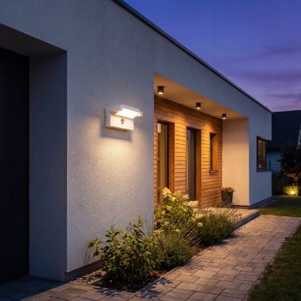 Aplique de parede LED para exterior com sensor de movimento e sensor crepuscular LED/25W/230V 3000/4000/6500K IP54 branco