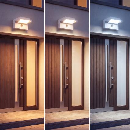 Aplique de parede LED para exterior com sensor de movimento e sensor crepuscular LED/25W/230V 3000/4000/6500K IP54 branco