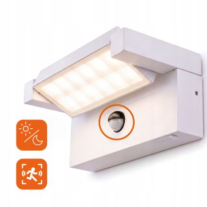 Aplique de parede LED para exterior com sensor de movimento e sensor crepuscular LED/25W/230V 3000/4000/6500K IP54 branco
