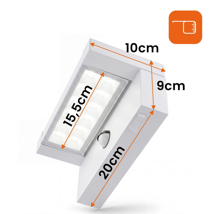 Aplique de parede LED para exterior com sensor de movimento e sensor crepuscular LED/25W/230V 3000/4000/6500K IP54 branco