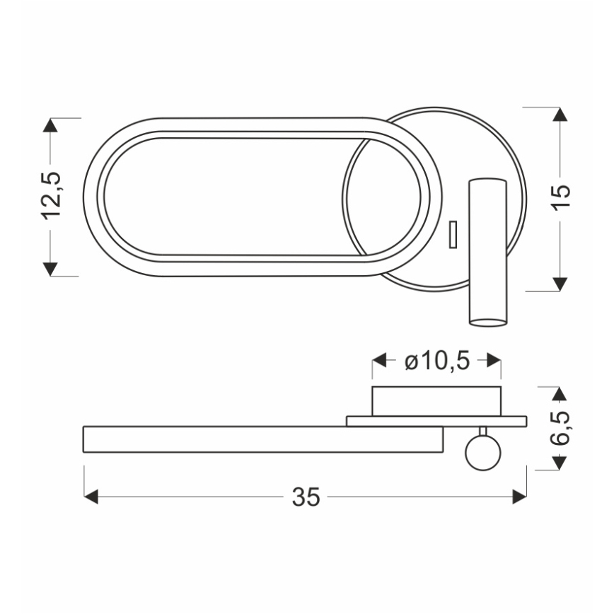 Luminária de Parede LED MONET LED/13W/230V + LED/2W 3000/4000/6000K preta