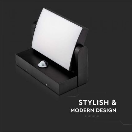 Luminária de parede LED exterior com sensor LED/17W/230V 3000K IP65 preta