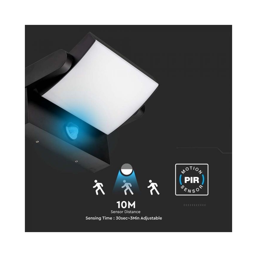 Luminária de parede LED exterior com sensor LED/17W/230V 3000K IP65 preta