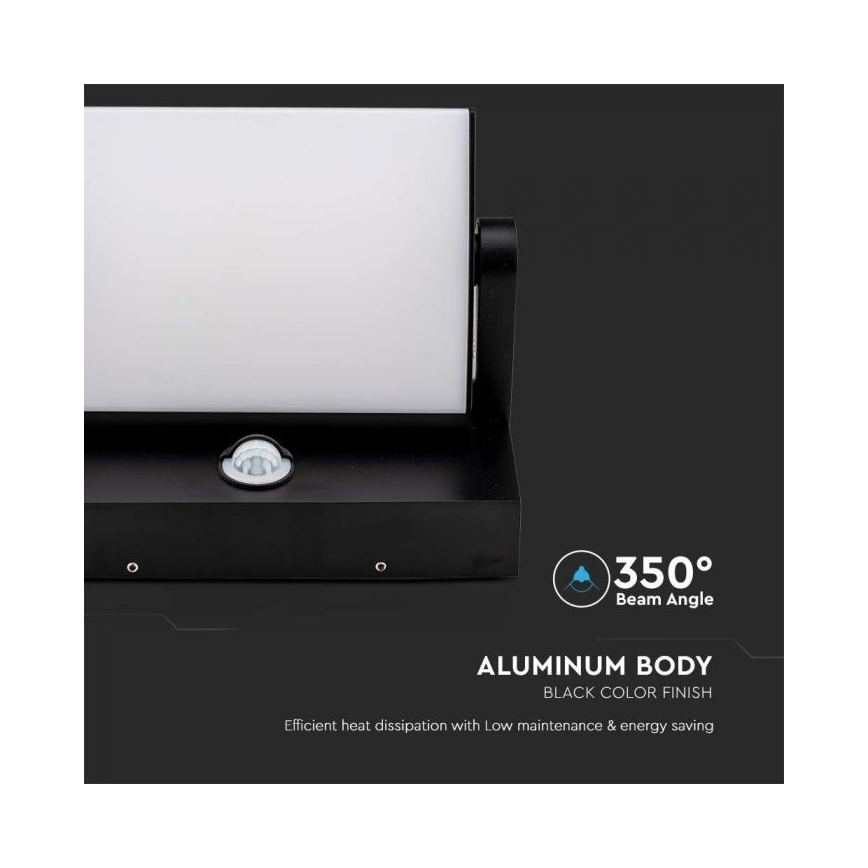 Luminária de parede LED exterior com sensor LED/17W/230V 3000K IP65 preta